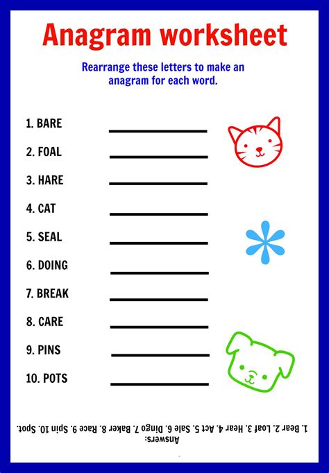 Printable Anagram Quiz With Answers