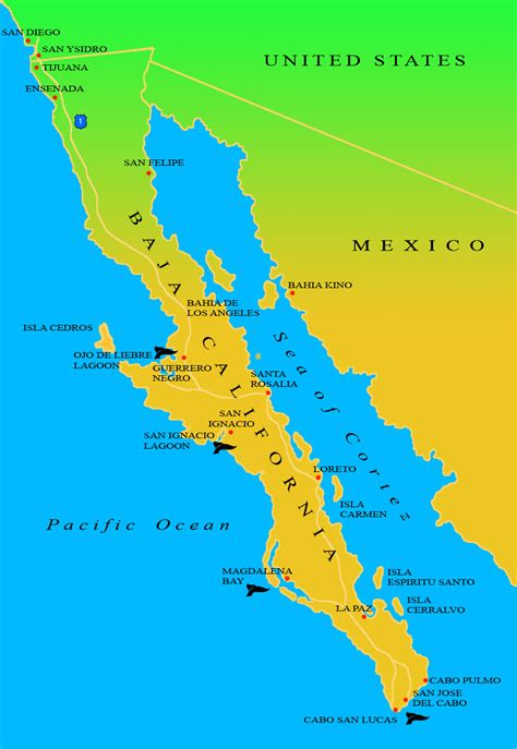 mapa fisico de baja california mexico