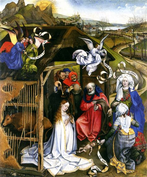 #robert campin #art #metropolitan museum of art #art history #triptych #triptyque #mérode #altarpiece #fine art. "Nativity (Campin)" Robert Campin - Artwork on USEUM