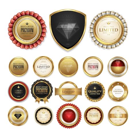 Premium Vector Golden Badge And Label In Retro Style Set Of Luxury