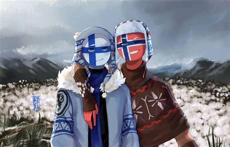 Finland And Norway Countryhumans Флаги рисунки Картины маслом своими руками Милые рисунки