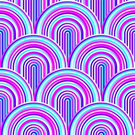 Crazy Curves Tangled Geometric Pattern With Bright Neon Colors Stock