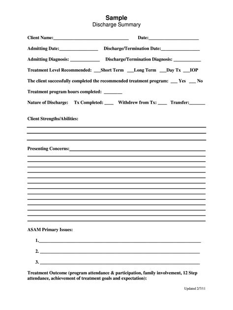 Sample Discharge Summary Pdf Fill Out And Sign Online Dochub