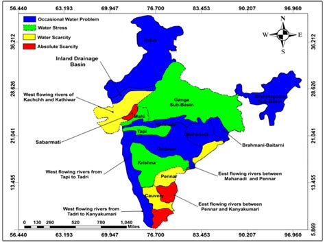 Map Of Indian Major River Basins In Context Of Water Availability