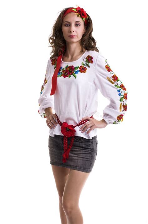 Girl In The Ukrainian National Clothes Isolated On White Stock Image
