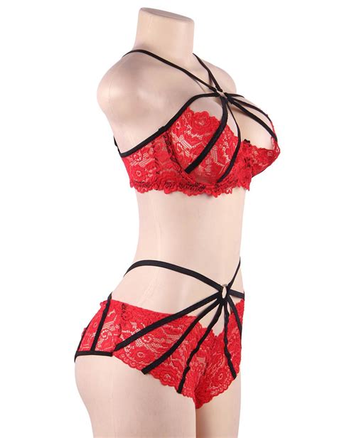 Plus Size Red Sexy Lace Underwire Sexy Bra Set Ohyeahlady