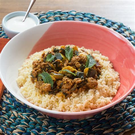 Spiced Lamb Beef Tagine With Lemon Garlic Couscous Labneh Recipe
