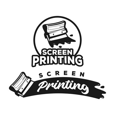 Vintage Logo Monochrome Screen Printing Template With Paint Splashes