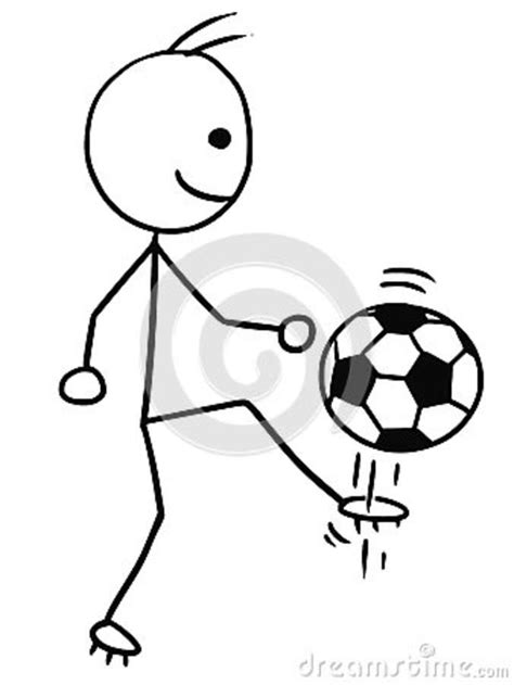 Vector Stickman Cartoon Of Soccer Football Player Kicking Stock Vector
