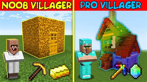 Rainbow House Battle Noob Villager Vs Pro Villager Challenge In