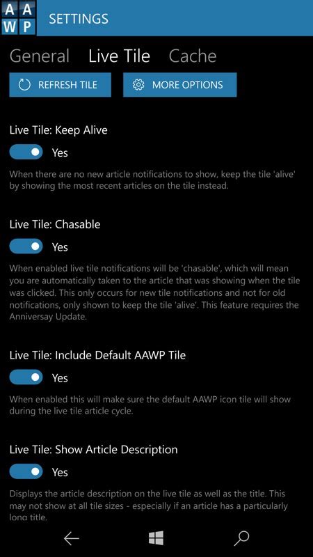 Aawp Universal Updated With Chaseable Live Tile Pinned Articles And