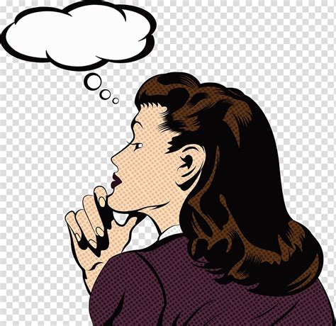 Woman Thinking With White Cloud Bubble Illustration Pop Art
