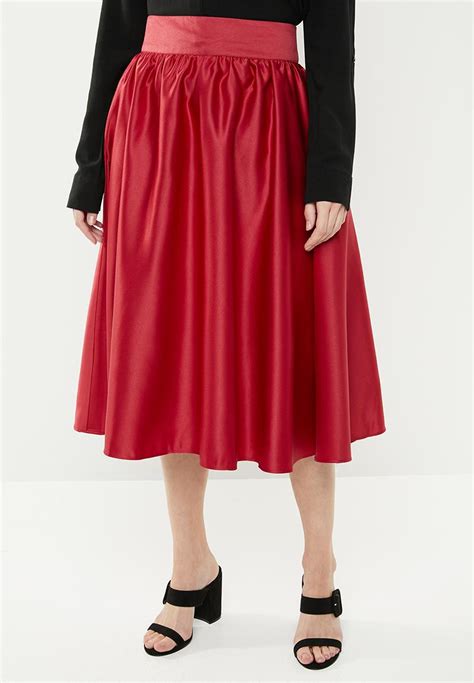 High Waist Pleated Skirt Red Edit Skirts