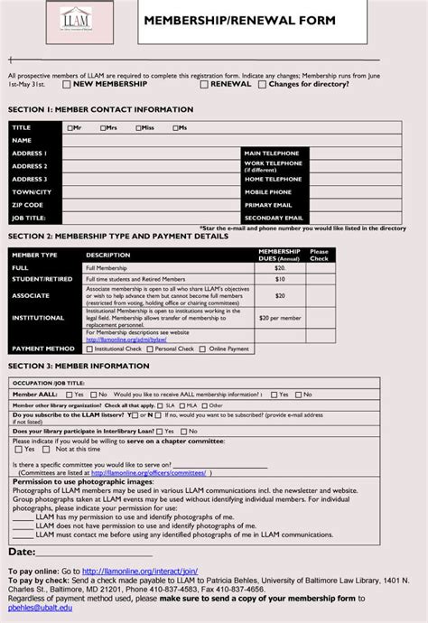 examples  membership application forms