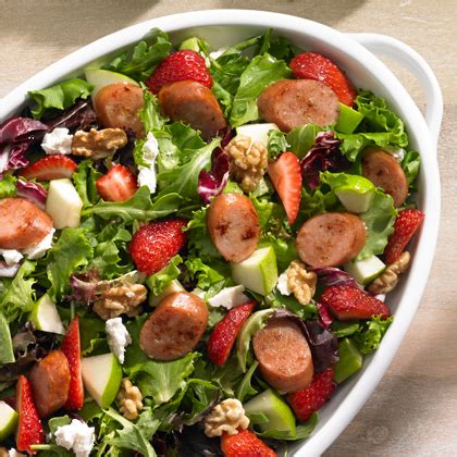 Slice up the sausage along with 1 sweet apple (i used a honeycrisp,) 1 large shallot, and 4 cloves garlic. Johnsonville Strawberry & Apple Chicken Sausage Salad Recipe | MyRecipes