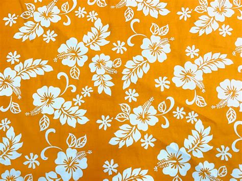Orange Classic Hawaiian Print Fabric 100 Cotton Sold By The Etsy