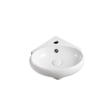 Elanti White Porcelain Oval Wall Mount Bathroom Sink With Overflow