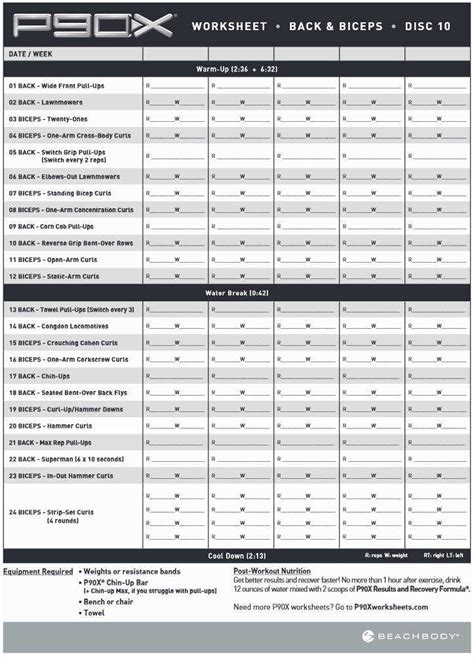 The p90x worksheet contains a large amount of information and is designed in a special way which helps individuals track their progress. 27 P90x Chest And Back Worksheet - Worksheet Database ...