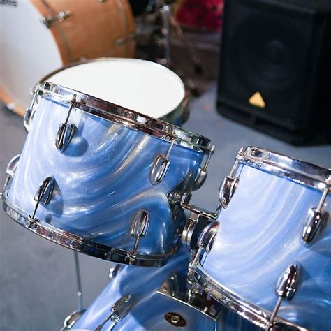 Vintage Slingerland 4 Piece Drum Kit Blue Satin Flame Reverb