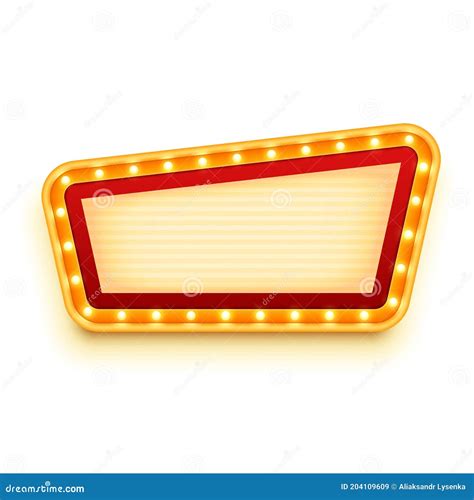 Vintage Signboard With Glowing Bulbs Wall Sign With Marquee Lights