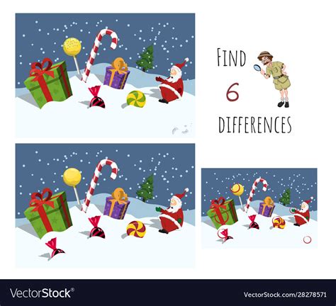 Find 7 Differences Educational Game For Children Vector Image