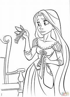 Coloring With A Crown Regal Rapunzel Coloring Pages