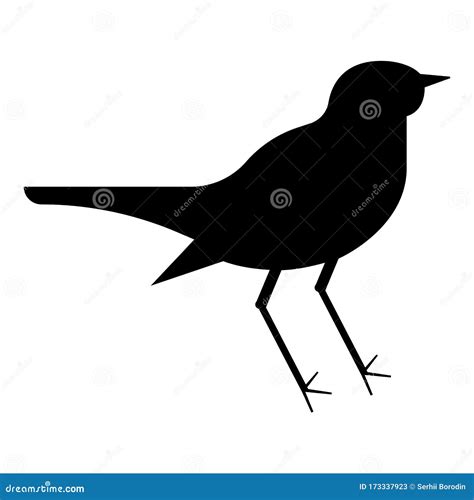 Nightingale Luscinia Bird Silhouette Icon Black Color Vector