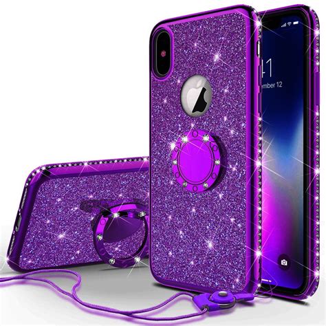 Iphone X Case Glitter Cute Phone Case Girls With Kickstand Bling Diamond Rhinestone Bumper