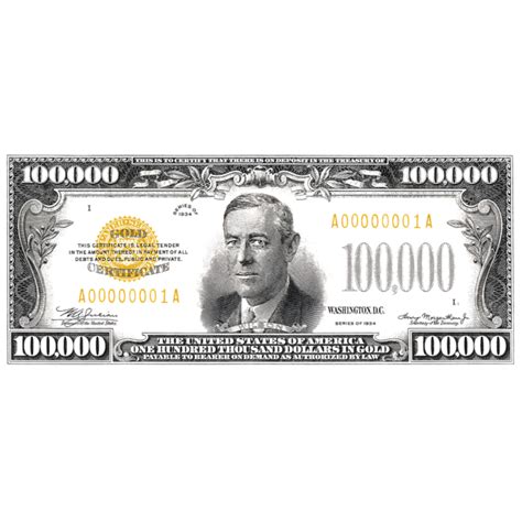 Us One Hundred Thousand Dollar Bill 1934 100000 Usd Treasury Note Face Mask By Serge