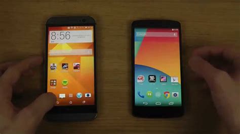 Das nexus 5 kommt mit 2,3 ghz snapdragon 800, das htc one (m8) mit 2,3 ghz snpadragon 801. HTC One M8 vs. Google Nexus 5 - Which Is Faster? - YouTube