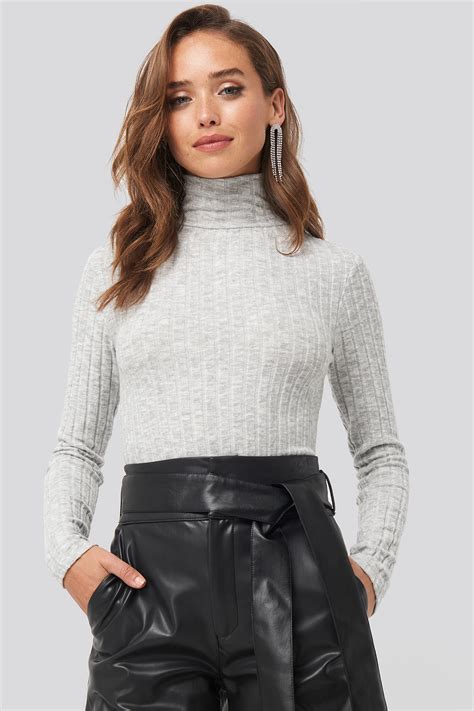 Knitted Turtleneck Top Grå Na