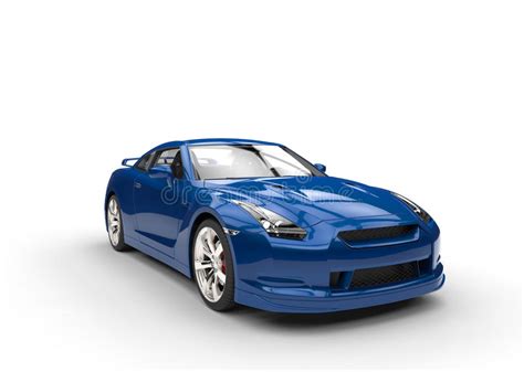 Blue Sports Car On White Background Side View Stock
