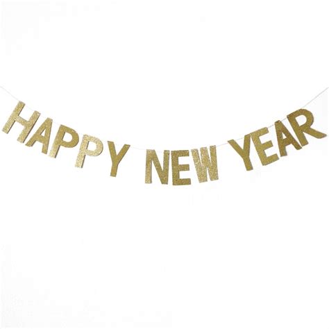Happy New Year Gold Glitters Letter Banner