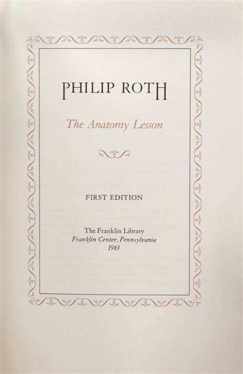 The Anatomy Lesson By Roth Philip Gilt Leather Fine 1 Vols 8vo