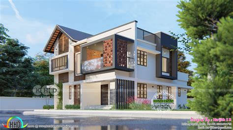 Front And Side Elevation Of A 2493 Sq Ft Home Kerala Home Design And