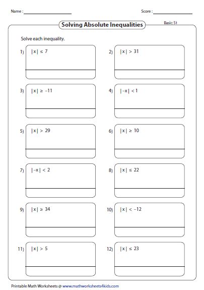 A collection of english esl worksheets for home learning, online practice, distance learning and english classes to teach about quantifiers, quantifiers. Absolute Value Inequalities worksheets