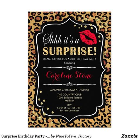 Surprise Birthday Party Leopard Print Red Invitation