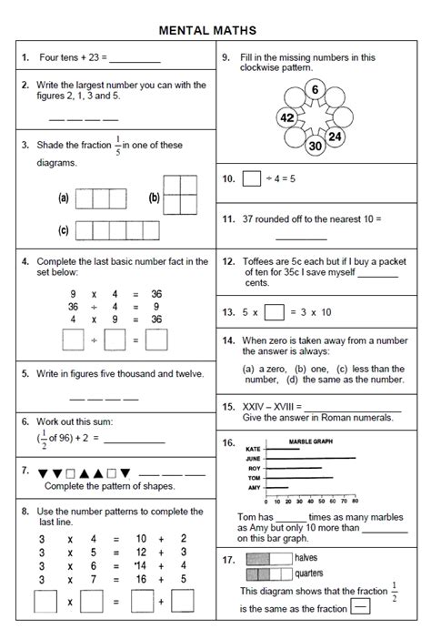 Maths Worksheet For Grade 4