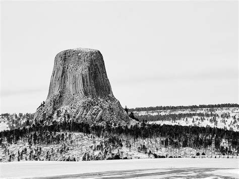 Devils Tower In Winter Black And White Landscape Photograph Keith