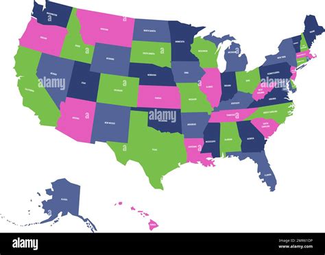 Political Map Of Usa United States Of America In Four Colors With