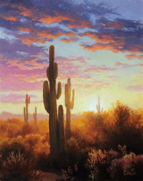 Sonoran Desert Painting Saguaro Sunset Desert Sunset Painting