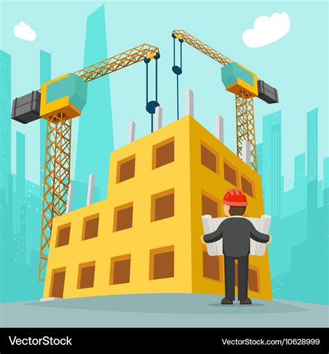 Constructing A Building Cartoon