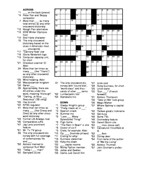 Solve boatload puzzles' free online crossword puzzles. free printable crossword puzzles for adults | Printable ...