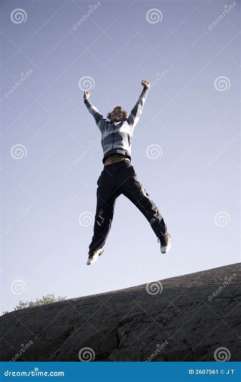 Man Jumps Stock Image Image Of Outdoor Enjoyment Action 2607561