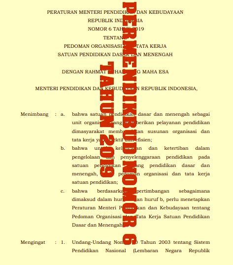 Permendikbud Nomor Tahun Tentang Pedoman Organisasi Dan Tata My Xxx