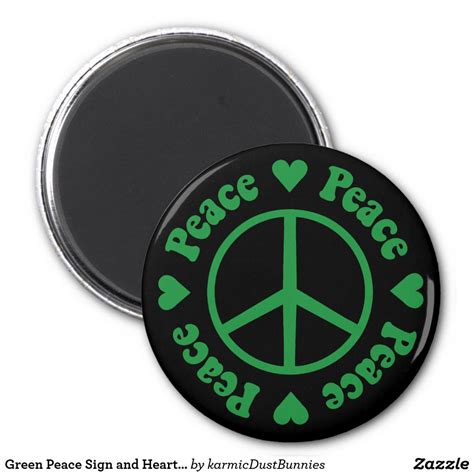 Green Peace Sign And Hearts Magnet Cannabis Leaf Art Base Leaf Art