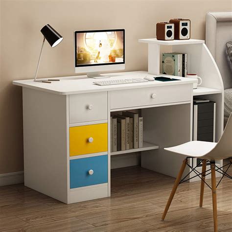 Buy Desktop Computer Desk With Storage Shelf Modern Study Writing