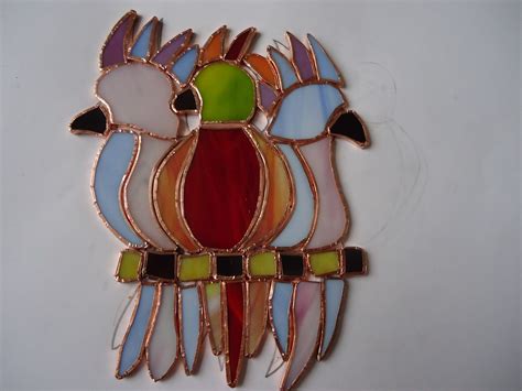 Faithsbizzar Stained Glass Art Stained Glass Cockatoos Birds Sun Catcher