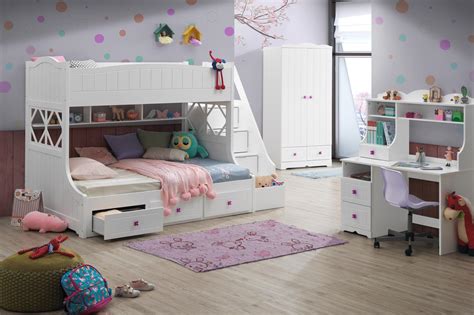 Aurora triple twin bunk bed with storage in white. May Twin over Full Bunk Bed with Underbed Storage and Staircase in White - Kids Furniture In Los ...