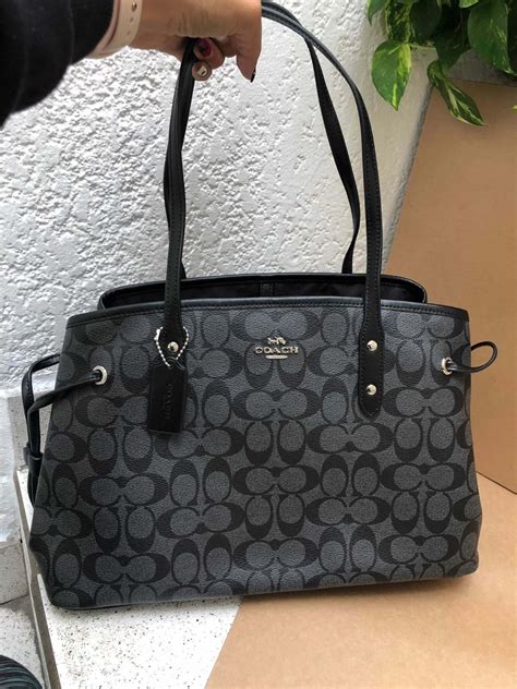 Bolsa Coach 100original Grande Piel Negra Línea Tote Cierre 3099